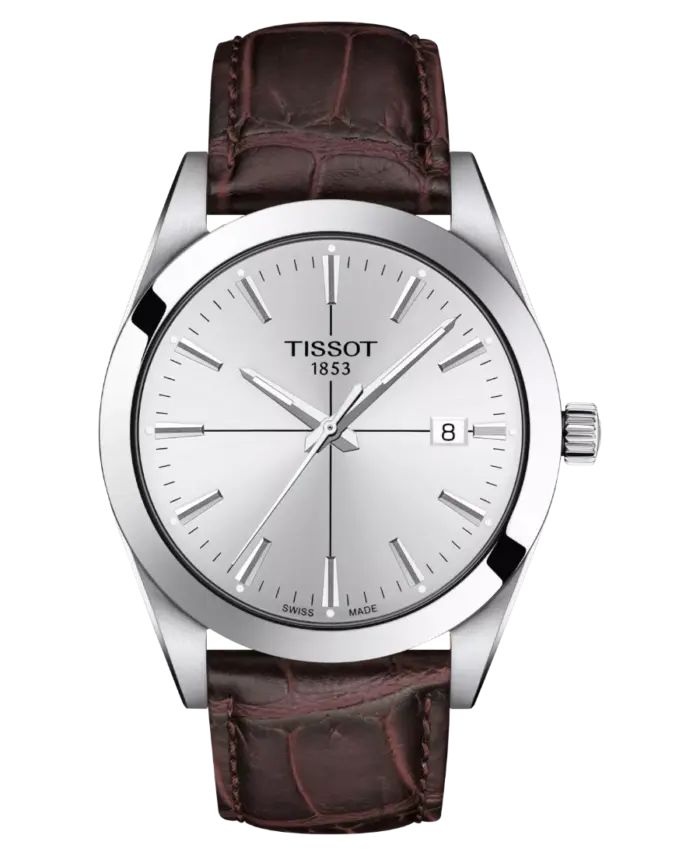 Tissot Gentleman Herrklocka Silver/Brun Läder 40 mm T127.410.16.031.01