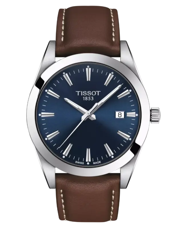 Tissot Gentleman Herrklocka Blå/Brun Läder 40 mm T127.410.16.041.00