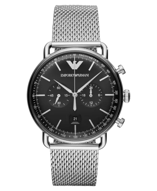 Emporio Armani Herrklocka Silver/Svart 43 mm