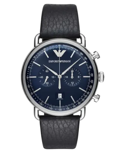 Emporio Armani Aviator Blue/Leather 43 mm