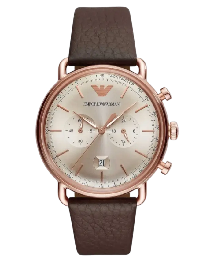 Emporio Armani Dress Silverfärgad/Läder 43 mm - Bild 1