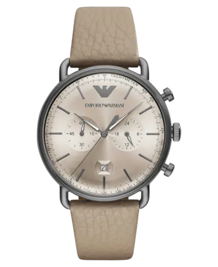 Emporio Armani Aviator Grey/Leather 43 mm