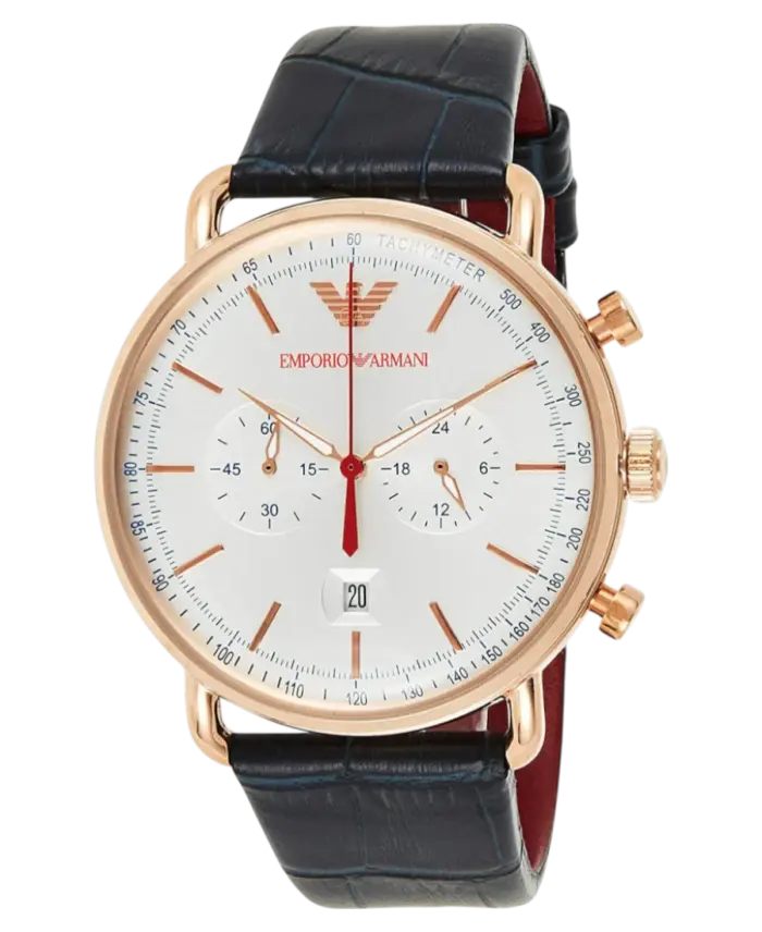 Emporio Armani Herrklocka Rödguld/Silver/Marinblå Läder 46 mm - Bild 2