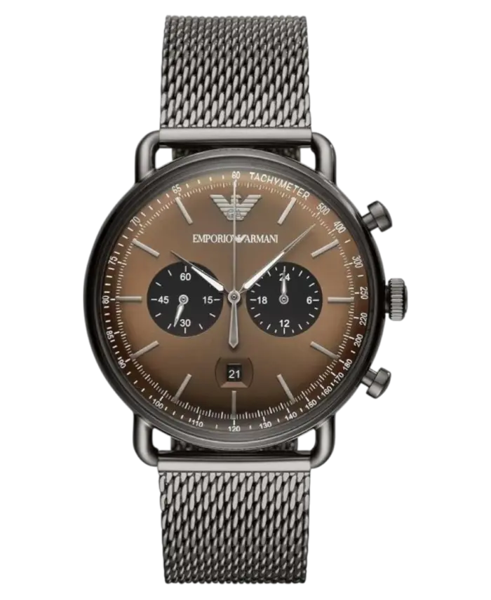 Emporio Armani Aviator Brun/Grå Stål 43 mm - Bild 1