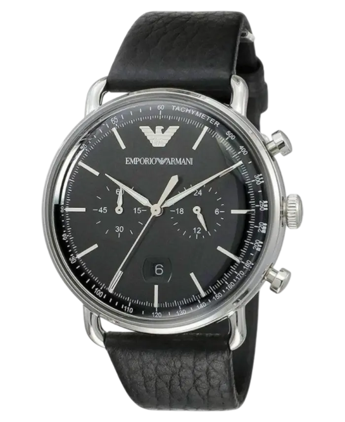 Emporio Armani Aviator Svart/Läder 43 mm - Bild 2