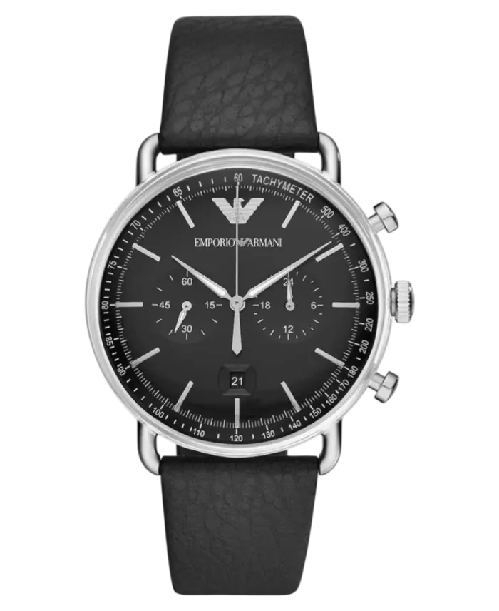 Emporio Armani Aviator Svart/Läder 43 mm - Bild 1