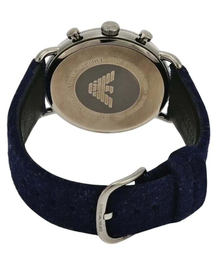 Emporio Armani Aviator Grå/Blå Textilläder 43 mm - Bild 3