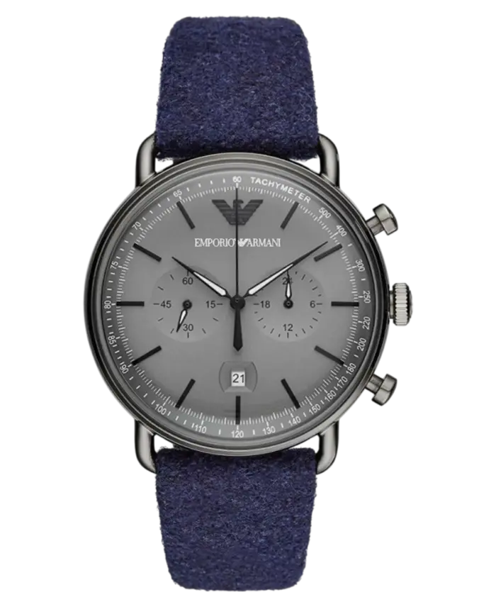 Emporio Armani Aviator Grå/Blå Textilläder 43 mm - Bild 1