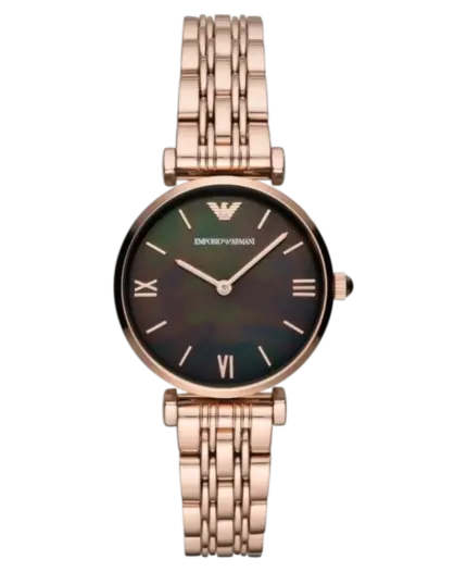 Emporio Armani Gianni Svart/Roséguldstonat stål 32 mm