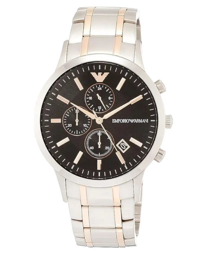 Emporio Armani Renato Svart/Roséguldstonat stål 43 mm - Bild 2