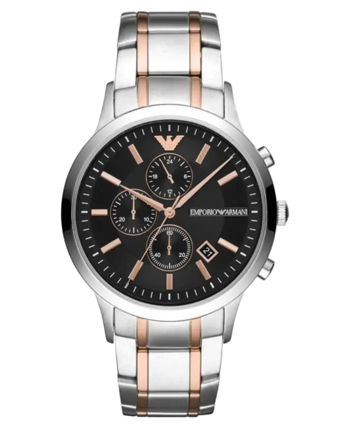 Emporio Armani Renato Svart/Roséguldstonat stål 43 mm - Bild 1