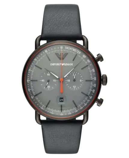 Emporio Armani Aviator Grå/Läder 43 mm
