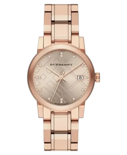Burberry Gulguldstonad/Roséguldstonat stål 34 mm BU9126