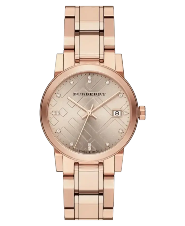 Burberry Gulguldstonad/Roséguldstonat stål 34 mm BU9126