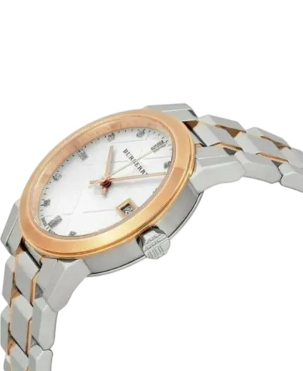 Burberry Vit/Roséguldstonat stål 34 mm BU9127