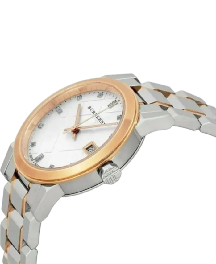 Burberry Vit/Roséguldstonat stål 34 mm BU9127