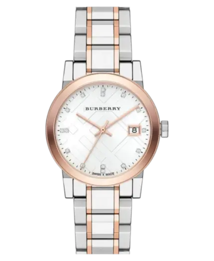 Burberry Vit/Roséguldstonat stål 34 mm BU9127
