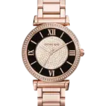 Michael Kors indexmarkeringar romerska siffror självlysande visare Svart med kristaller/Stål 38 mm MK3339