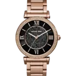 Michael Kors Catlin Svart med kristaller och romerska siffror/Stål 34 mm MK3356