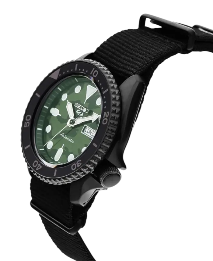 Seiko 5 Sports 41mm Automatisk - Grön Kamouflage / Svart Canvas - Bild 2