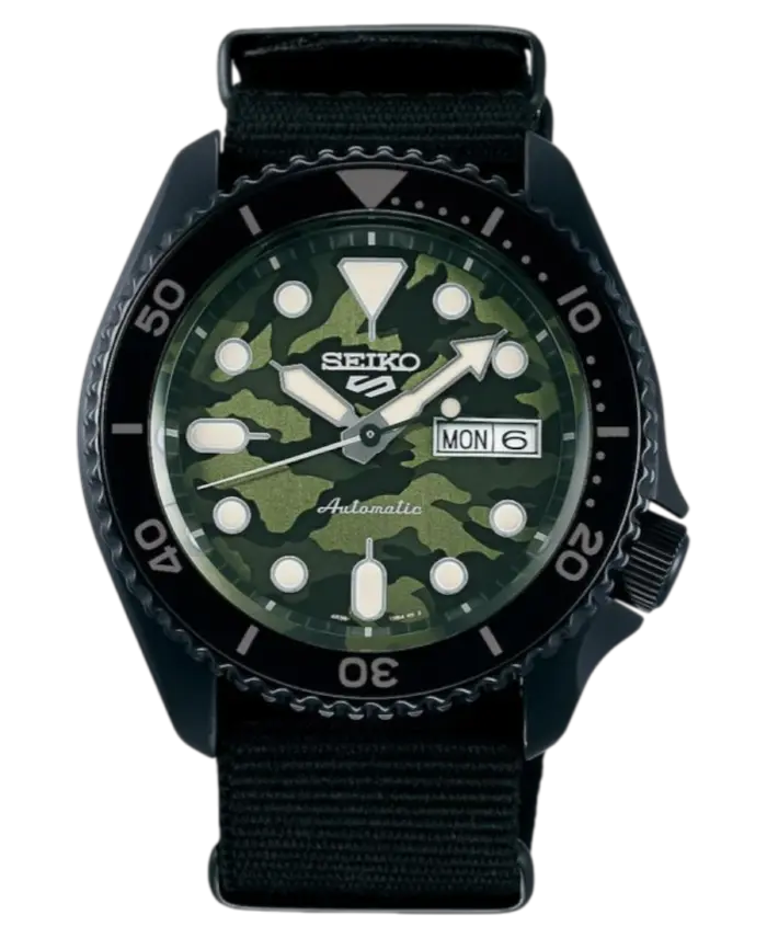 Seiko 5 Sports 41mm Automatisk - Grön Kamouflage / Svart Canvas - Bild 1