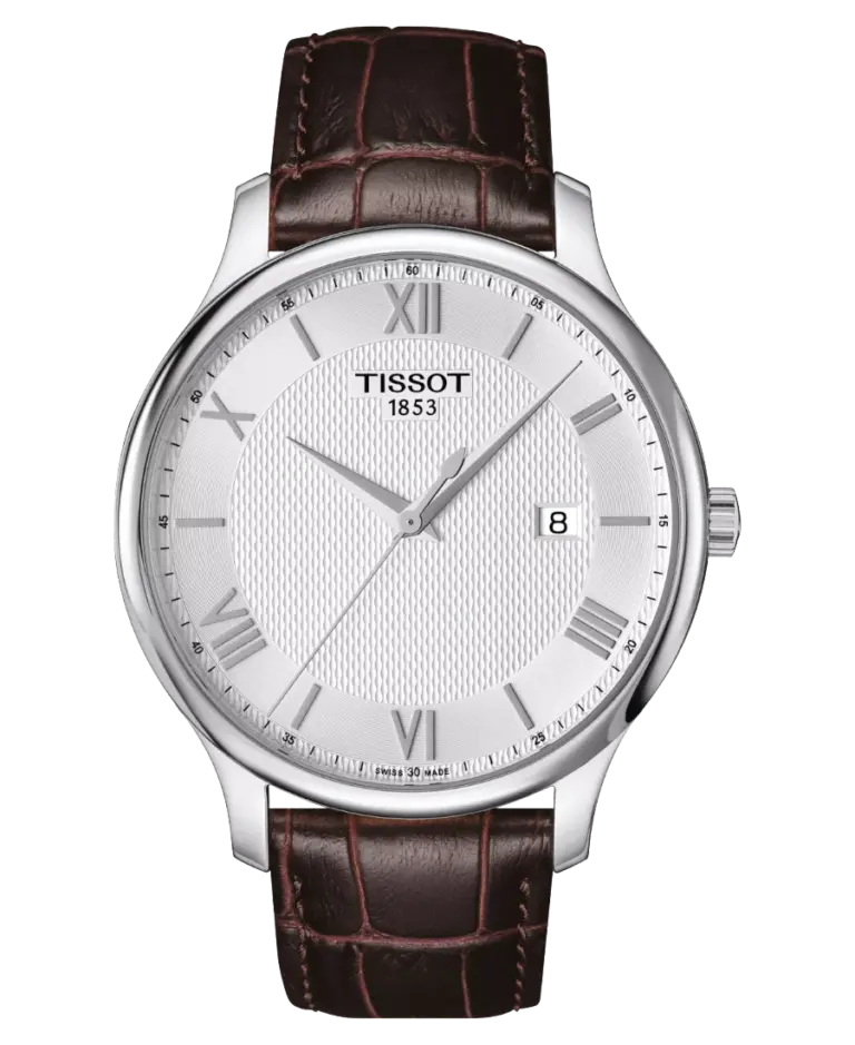 Tissot Tradition Silverfärgad/Läder 42 mm T063.610.16.038.00