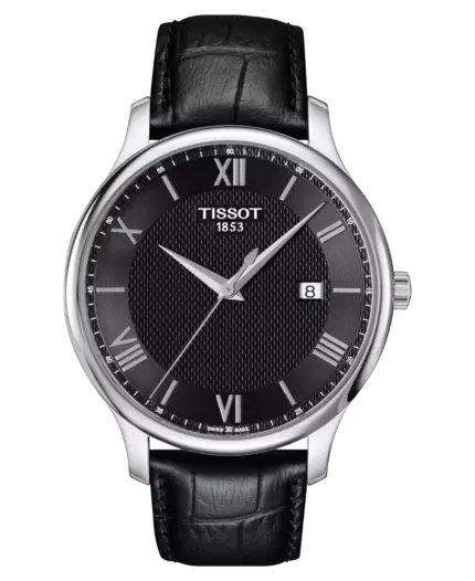 Tissot Tradition Svart/Läder 42 mm T063.610.16.058.00