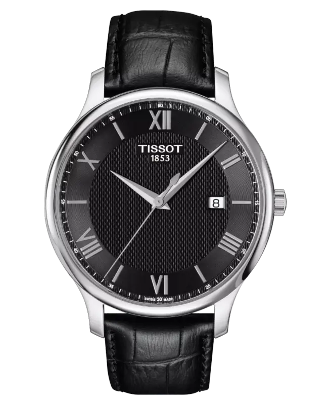Tissot Tradition Svart/Läder 42 mm T063.610.16.058.00