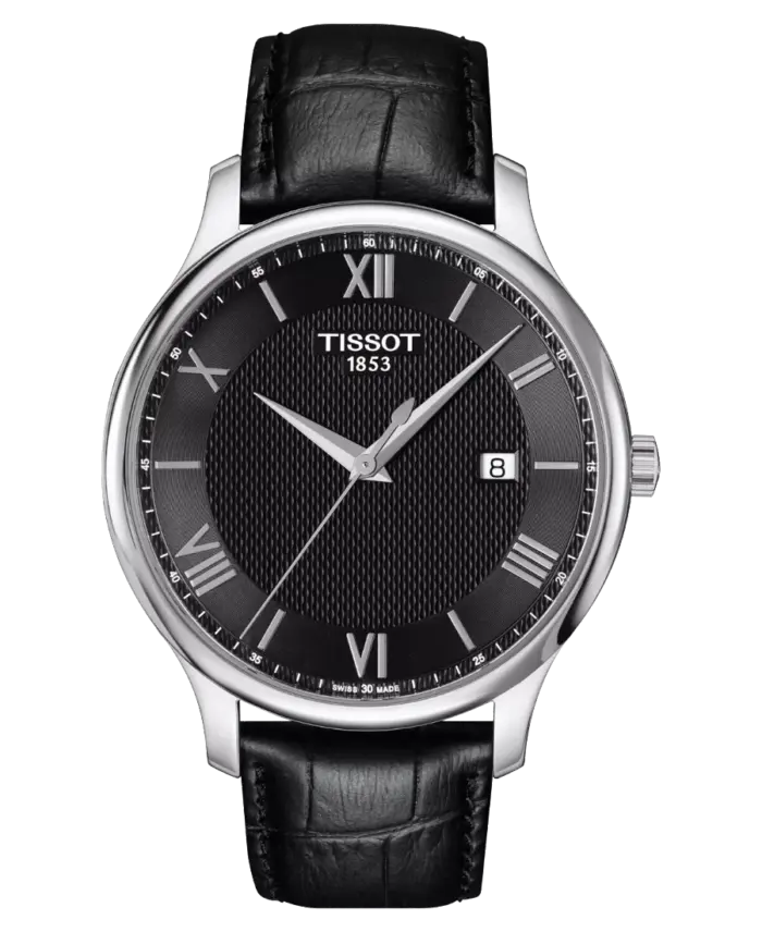 Tissot Tradition Svart/Läder 42 mm T063.610.16.058.00
