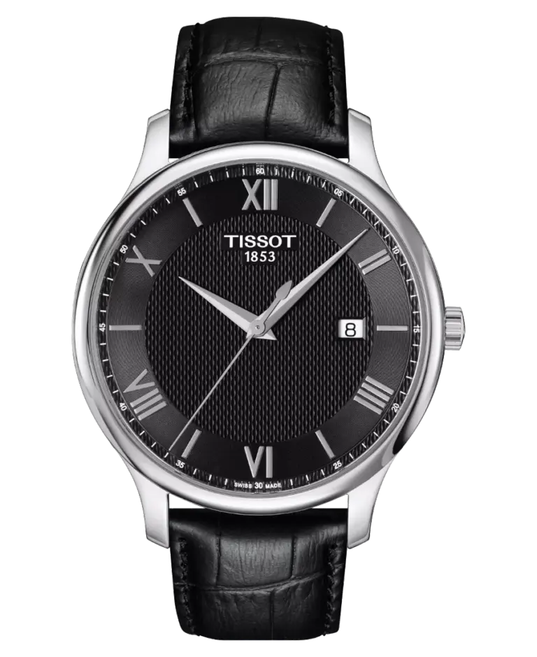 Tissot Tradition Svart/Läder 42 mm T063.610.16.058.00