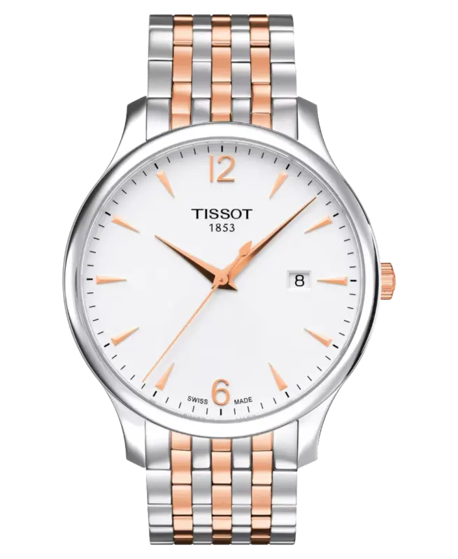 Tissot Tradition Silverfärgad/Roséguldstonat stål 42 mm T063.610.22.037.01
