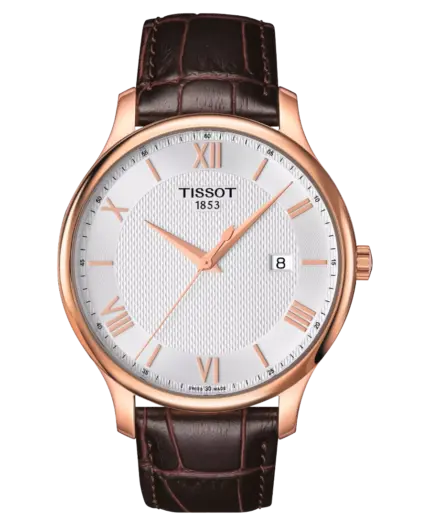 Tissot Tradition Silverfärgad/Läder 42 mm T063.610.36.038.00
