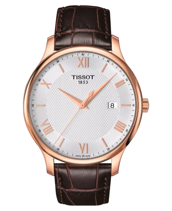 Tissot Tradition Silverfärgad/Läder 42 mm T063.610.36.038.00