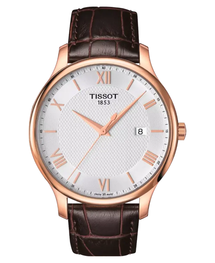Tissot Tradition Silverfärgad/Läder 42 mm T063.610.36.038.00
