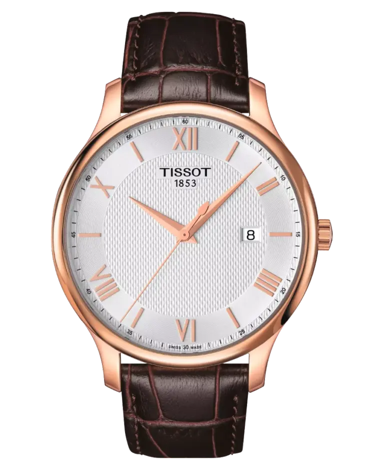 Tissot Tradition Silverfärgad/Läder 42 mm T063.610.36.038.00