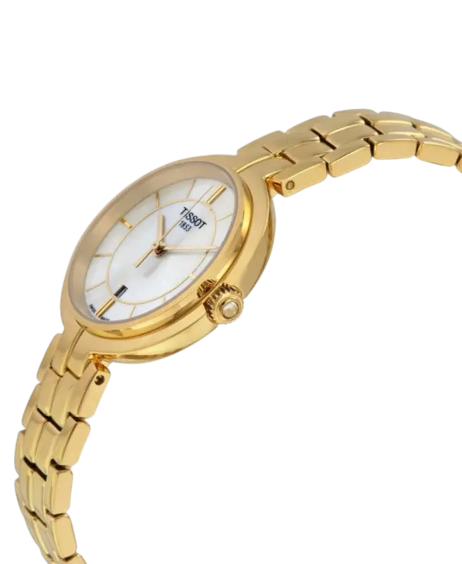 Tissot T-Lady Flamingo Vit/Gulguldtonat stål 26 mm T094.210.33.111.00