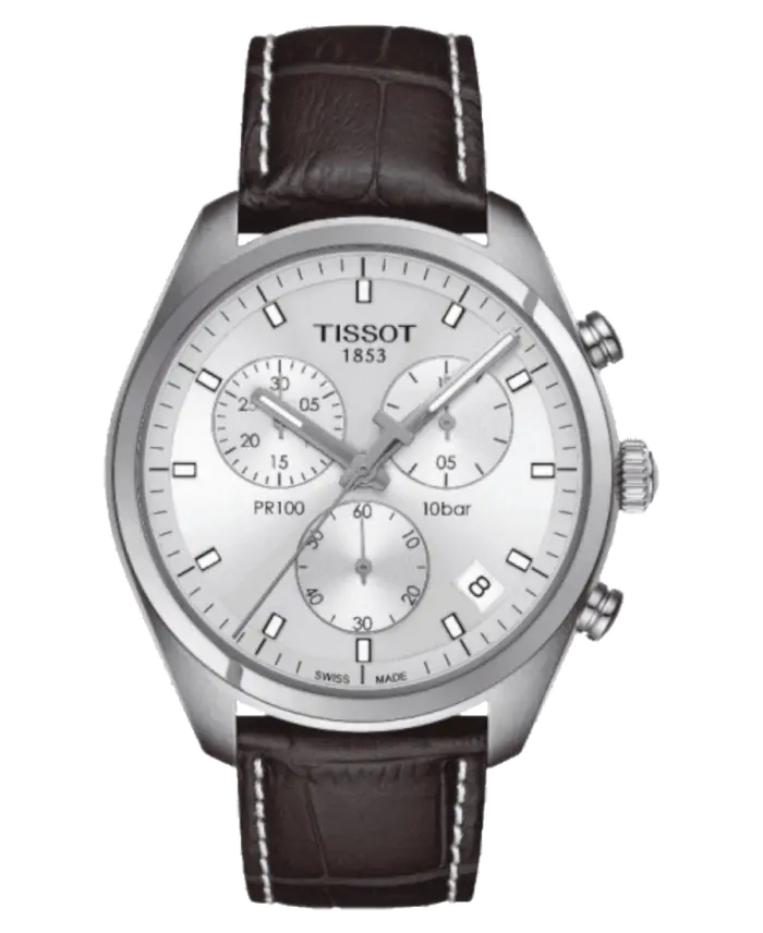 Tissot PR 100 Chronograph Gent Silverfärgad/Läder 41 mm - Bild 1