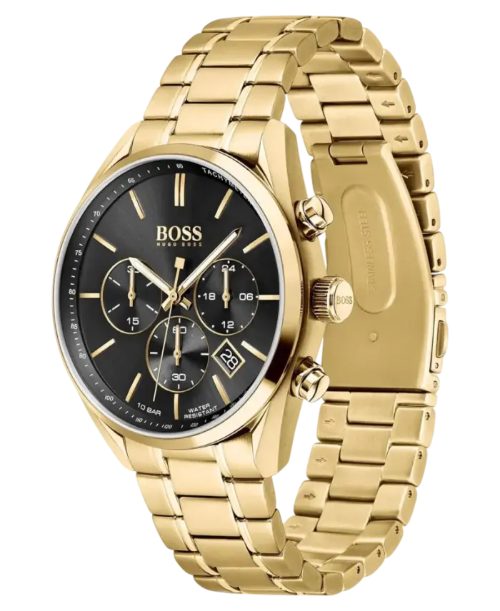 Hugo Boss Champion Kvarts Svart/Gulguld 44 mm