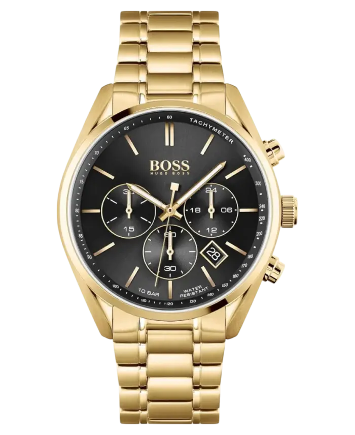 Hugo Boss Champion Kvarts Svart/Gulguld 44 mm