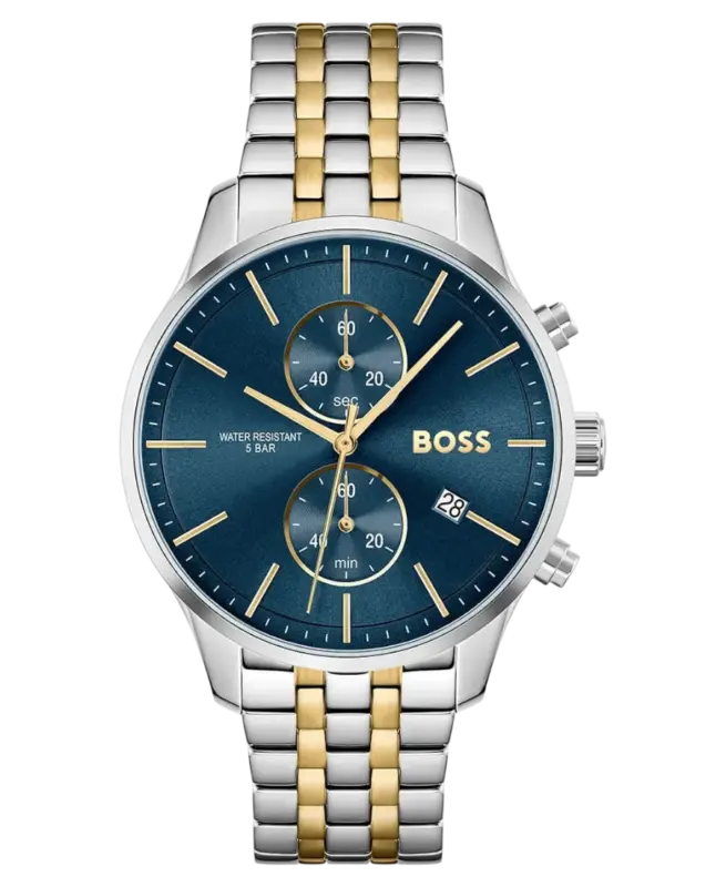 Hugo Boss Kvarts Blå/Guld-Silver Stål 42 mm