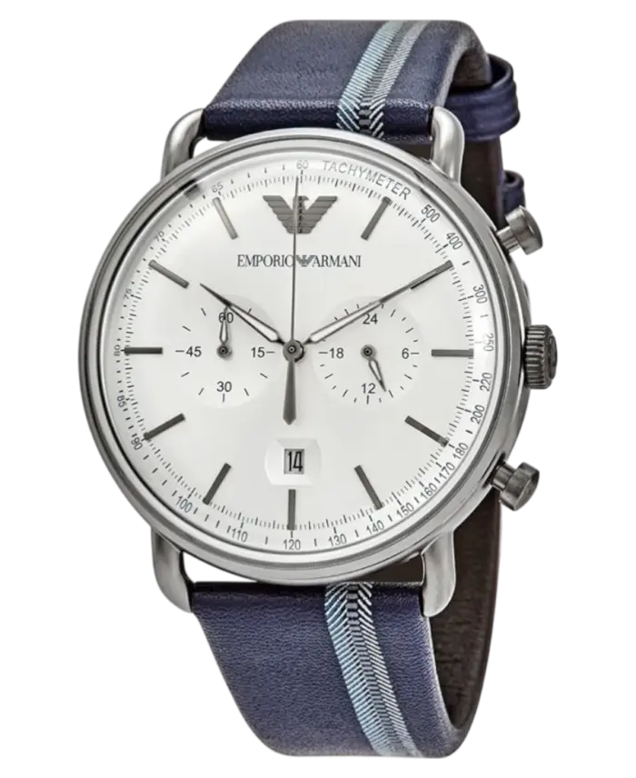 Emporio Armani Aviator Silverfärgad/Läder 43 mm - Bild 2