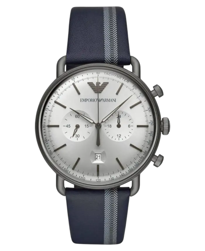 Emporio Armani Aviator Silverfärgad/Läder 43 mm - Bild 1