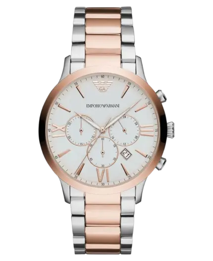 Emporio Armani silver och roséguld, 44 mm