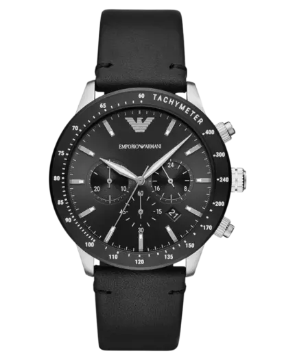 Emporio Armani Mario Kronograf Svart/Läder 43 mm