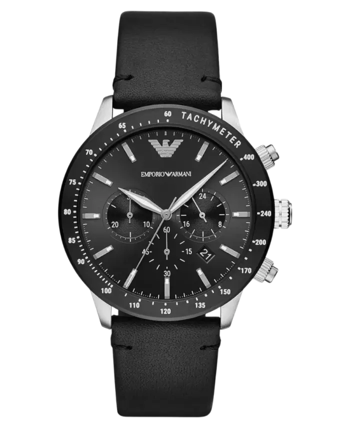 Emporio Armani Mario Kronograf Svart/Läder 43 mm - Bild 1