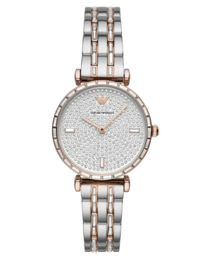 Emporio Armani Gianni T-Bar Silverfärgad/Roséguldstonat stål 28 mm