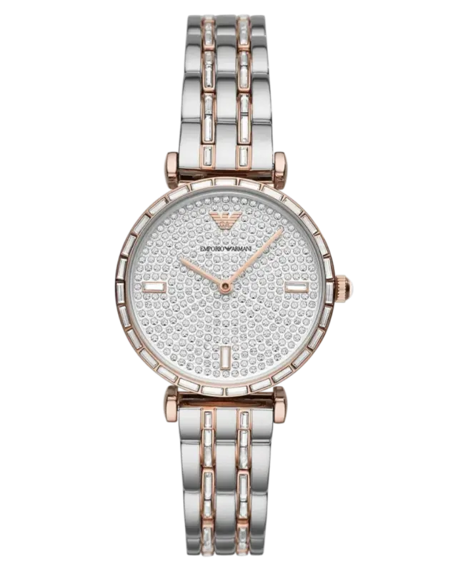Emporio Armani Gianni T-Bar Silverfärgad/Roséguldstonat stål 28 mm