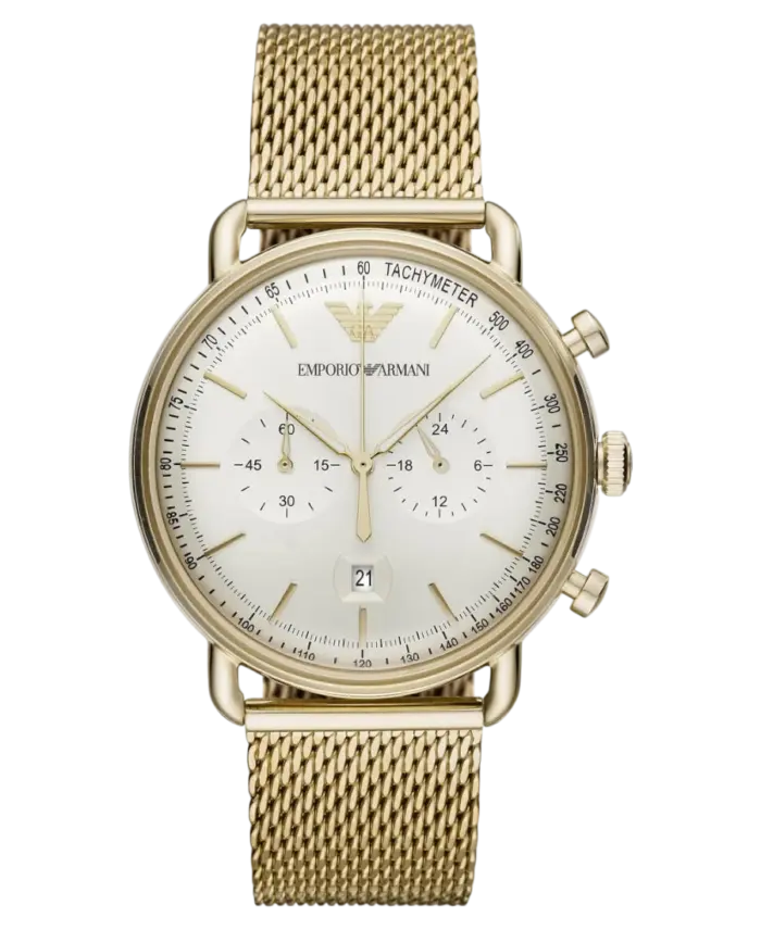 Emporio Armani Aviator Antikvit/Guldtonat stål 43 mm - Bild 1