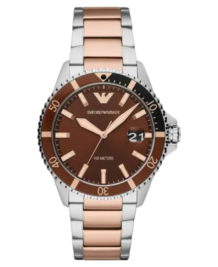 Emporio Armani Diver Brun/Roséguldstonat stål 42 mm