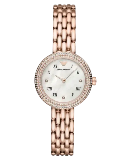 Emporio Armani Rosa Pärlemor/Roséguldstonat stål 30 mm